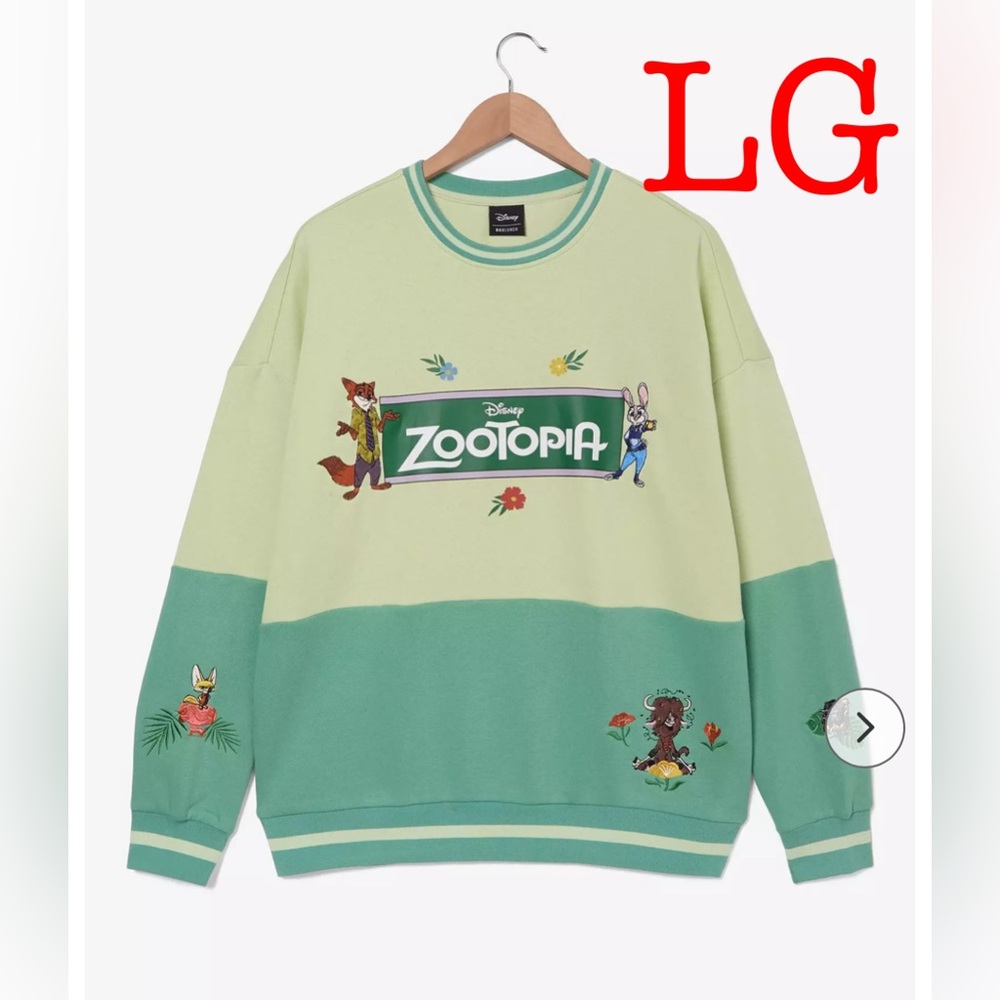 Disney Zootopia Two-Tone Mint and Light Green Crewneck Sweater